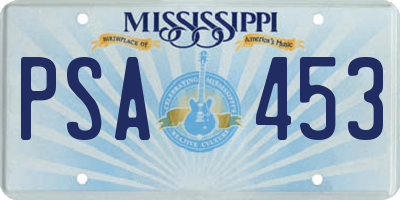 MS license plate PSA453
