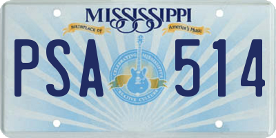 MS license plate PSA514