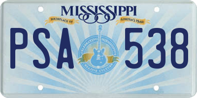 MS license plate PSA538