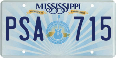 MS license plate PSA715