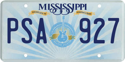MS license plate PSA927