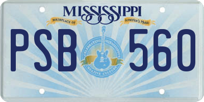 MS license plate PSB560