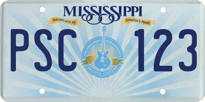 MS license plate PSC123