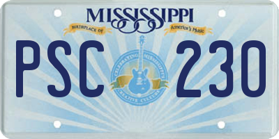 MS license plate PSC230