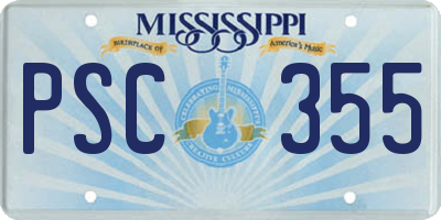 MS license plate PSC355