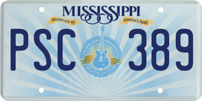 MS license plate PSC389