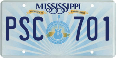 MS license plate PSC701