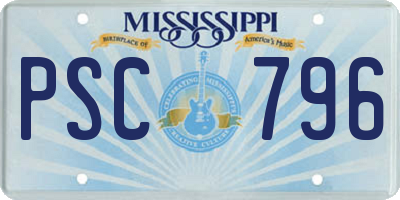 MS license plate PSC796