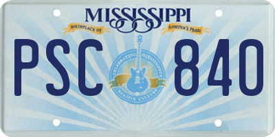 MS license plate PSC840