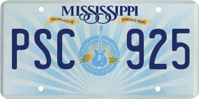 MS license plate PSC925