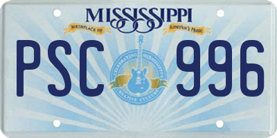 MS license plate PSC996