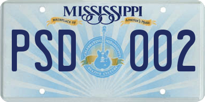 MS license plate PSD002