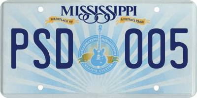 MS license plate PSD005