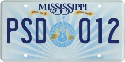MS license plate PSD012