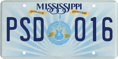 MS license plate PSD016