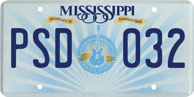 MS license plate PSD032