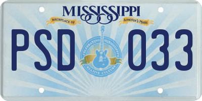 MS license plate PSD033