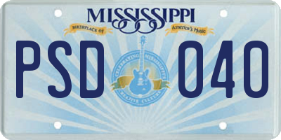 MS license plate PSD040