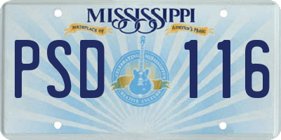 MS license plate PSD116