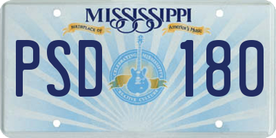 MS license plate PSD180