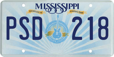 MS license plate PSD218