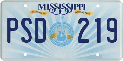 MS license plate PSD219