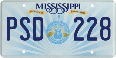 MS license plate PSD228