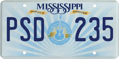 MS license plate PSD235