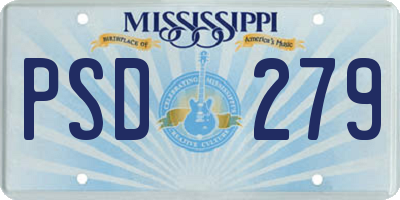 MS license plate PSD279