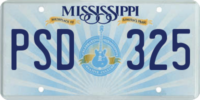MS license plate PSD325