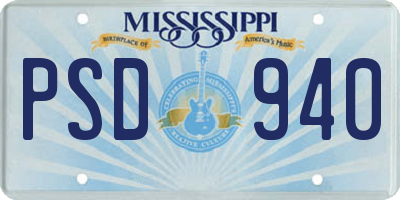 MS license plate PSD940