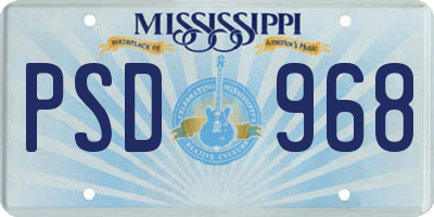 MS license plate PSD968