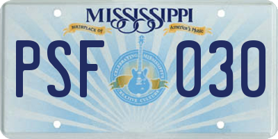 MS license plate PSF030