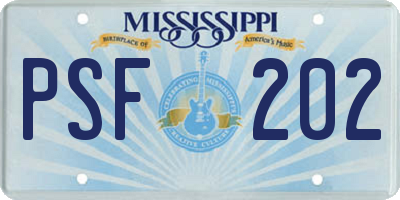 MS license plate PSF202