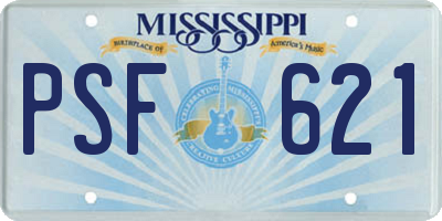 MS license plate PSF621