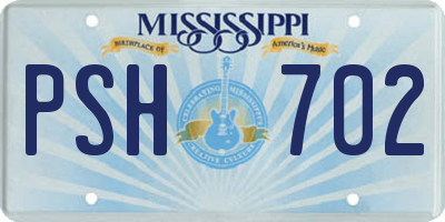 MS license plate PSH702