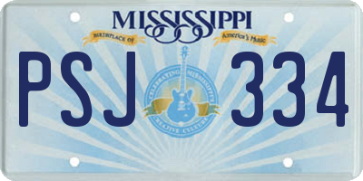 MS license plate PSJ334