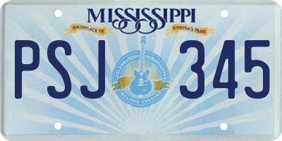 MS license plate PSJ345