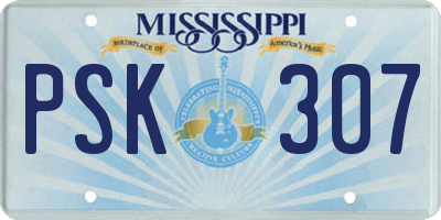 MS license plate PSK307