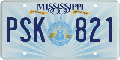 MS license plate PSK821