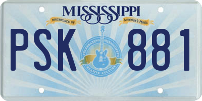 MS license plate PSK881