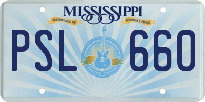 MS license plate PSL660