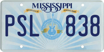 MS license plate PSL838