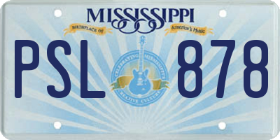 MS license plate PSL878