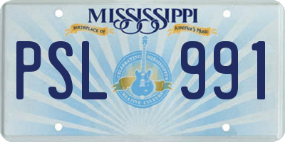 MS license plate PSL991