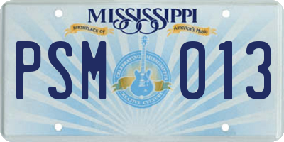 MS license plate PSM013