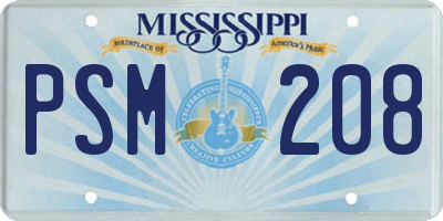 MS license plate PSM208