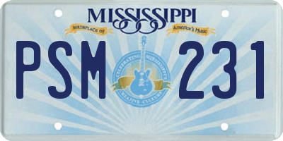 MS license plate PSM231