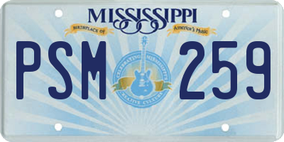MS license plate PSM259