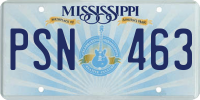 MS license plate PSN463